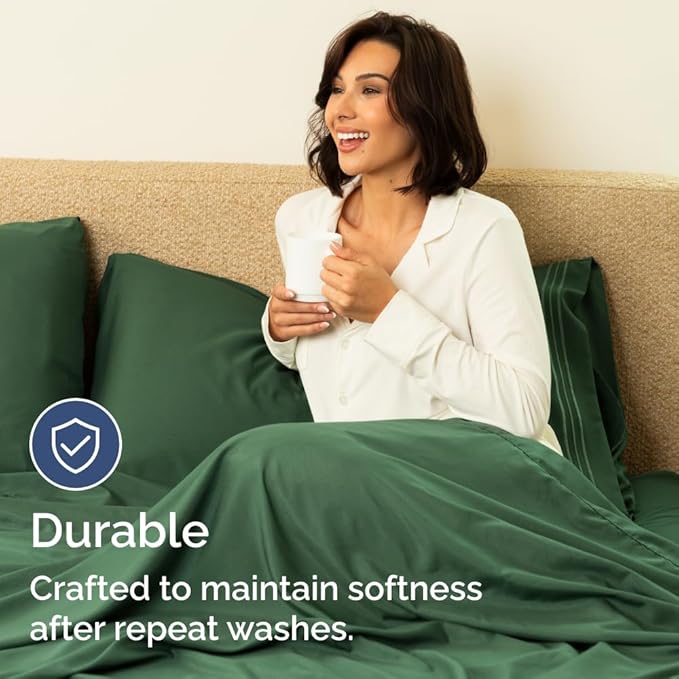 Bulk Case Pack of 16 Sheet Sets - (16) Complete Full Size Sheet Sets with Deep Pockets - Wholesale Bulk Bedding for Hotels, Spas & Airbnbs - Breathable, Cooling & Wrinkle Free - (Full, Emerald Green)