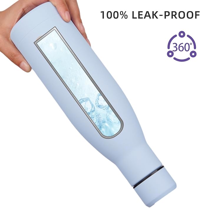 BJPKPK Insulated Water Bottle 12oz Small Stainless Steel Water Bottles Reusable Metal Thermal Keep Cold and Hot,Sky Blue