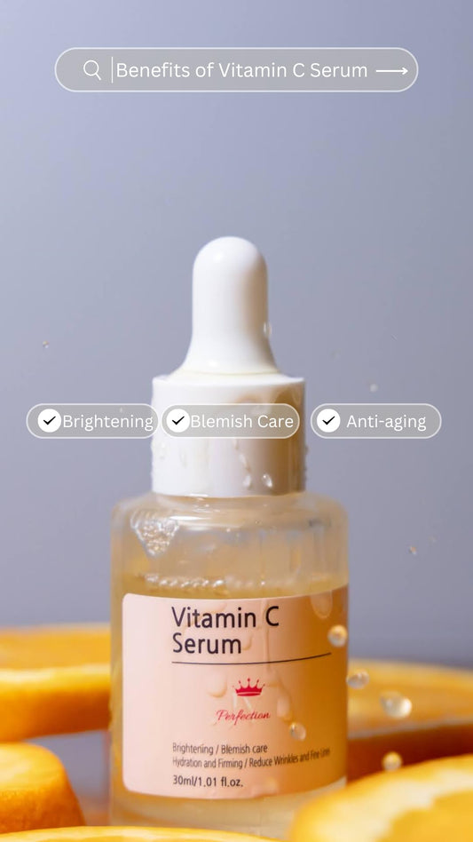 10% Vitamin C Serum – Face Serum - Korean - Brightening & Anti-Aging Formula with Ferulic Acid & Niacinamide – Improves Skin Tone, Dark Spots, Fine Lines & Wrinkles - Natural Ingredients 30ml