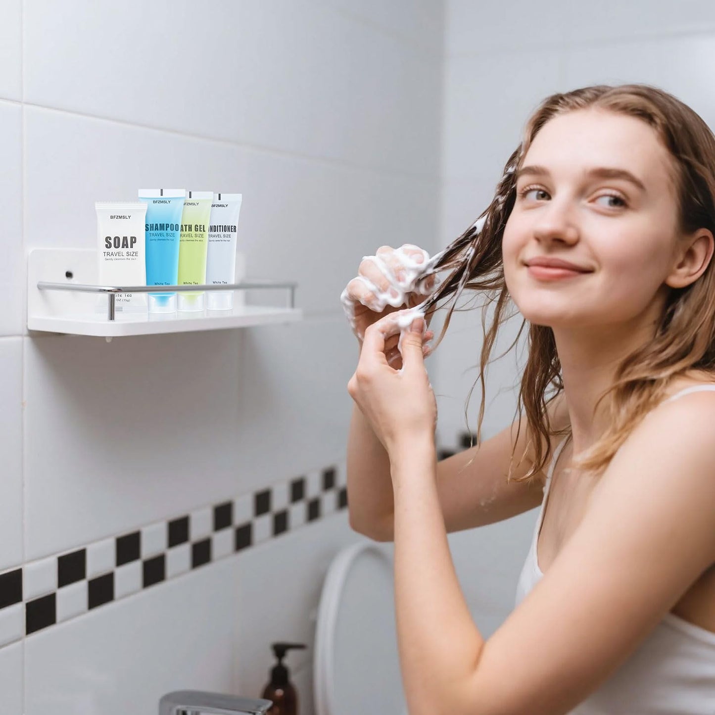 BFZMSLY 30 Pack Bulk Travel Size Body Wash, 1oz Tubes, White Tea Scent, Mini Shower Gel for Hotel Guests, TSA Approved Toiletries, Individually Sealed for Airbnb, Vacation Rentals