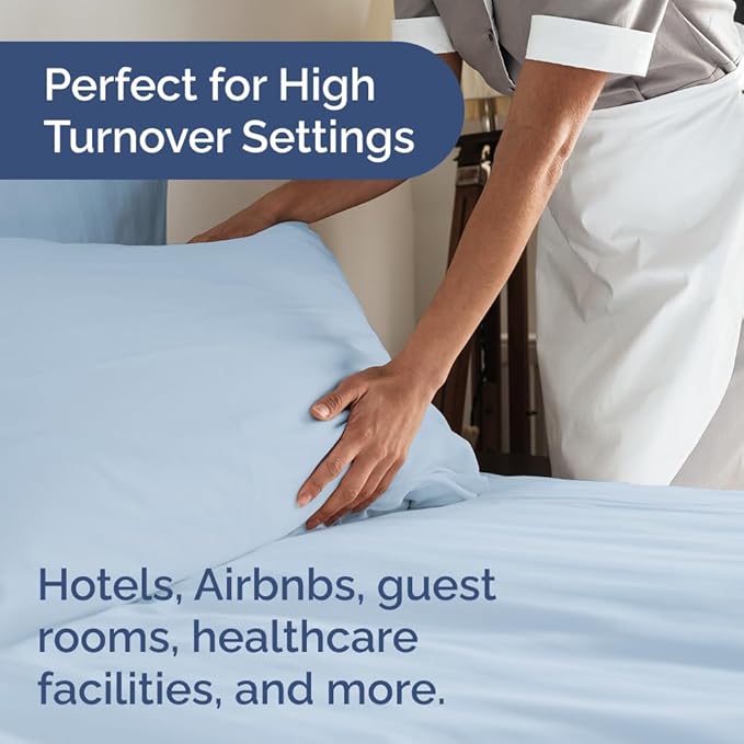 Bulk Case Pack of 12 Sheet Sets - (12) Complete Cal King Size Sheet Sets w/Deep Pockets - Wholesale Bulk Bedding for Hotels, Spas & Airbnbs - Breathable, Soft & Wrinkle Free - (Cal King, Sky Blue)