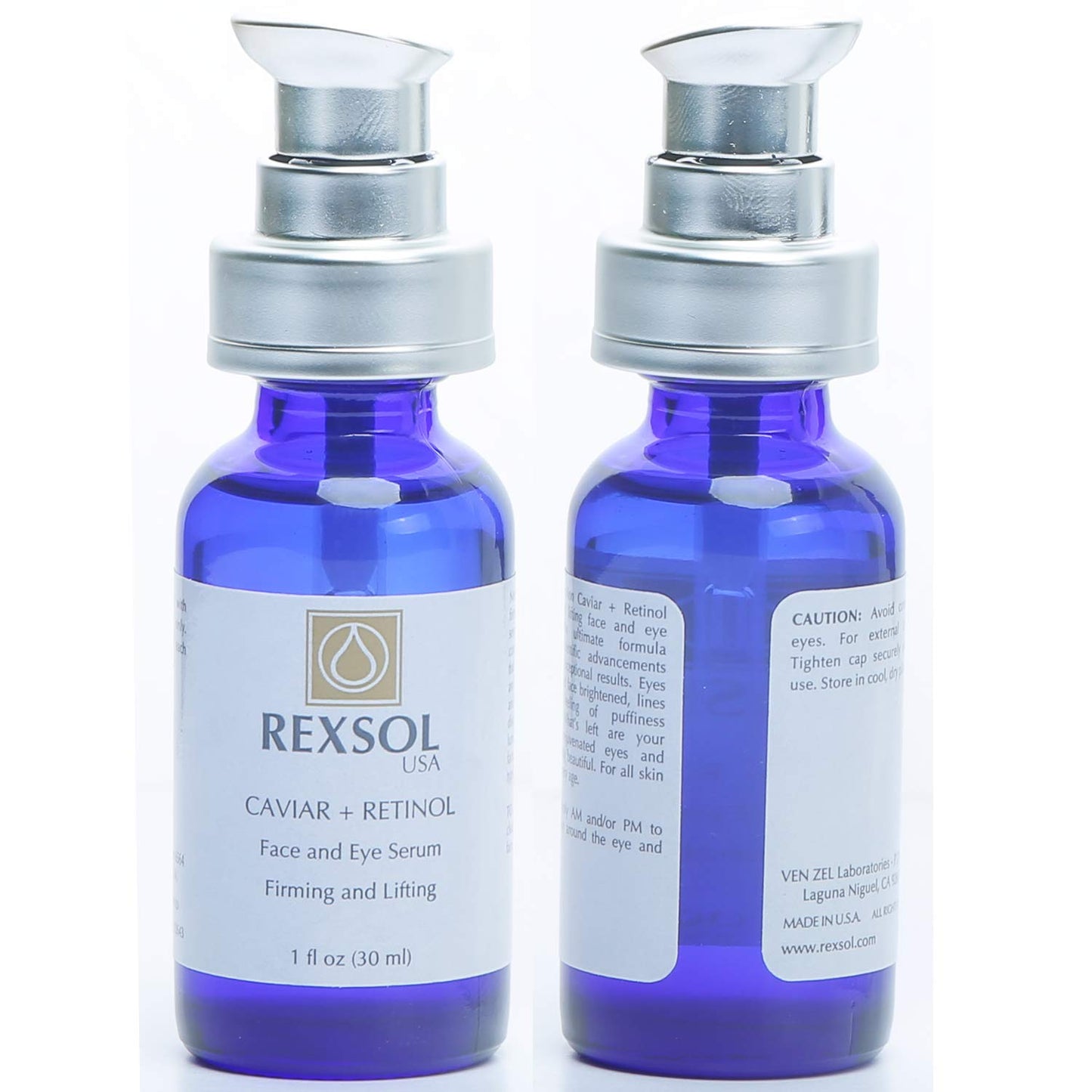 REXSOL CAVIAR + RETINOL Face and Eye Serum Firming and Lifting | With Vitamin C, Vitamin E & Vitamin A | Hybrid Sunflower & Caviar Oil | Revives the tone and texture of youthful skin. (30 ml/1 fl oz)