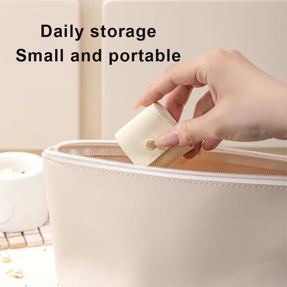 2Pcs Mini Travel Jewelry Bag, Jewelry Roll Bag with Buckle, Mini Pouch, Portable Foldable Travel Jewelry Organizer Case, Small Jewelry Box for Earrings, Rings, Necklaces (W-3)