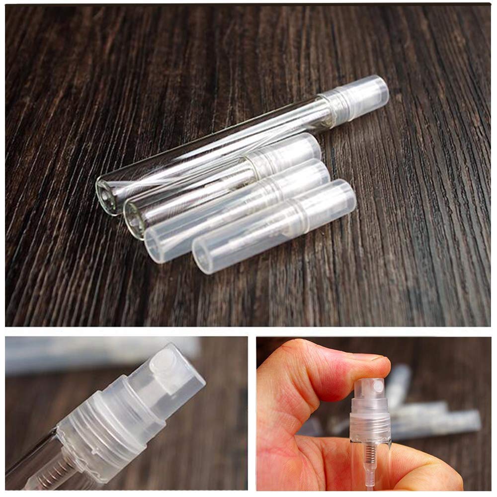 Mini Perfume Bottle 3ml 100pcs, Small Refillable Spray Bottle, Perfume Mouthwash Bottle for Cleaning, Travel, Essential Oils
