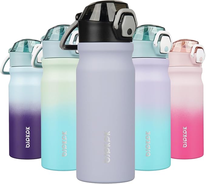 BJPKPK Water Bottle With Straw 18oz Insulated Water Bottles Reusable Stainless Steel Metal Thermo With Leak Proof Lockable Lid And Carry Handle,Iceberg