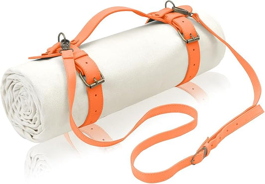 4’9” x 6’3” White Lightweight Water-Resistant Canvas Mat – Picnic, Outdoor, Beach, Park, Camping, Toy Mat