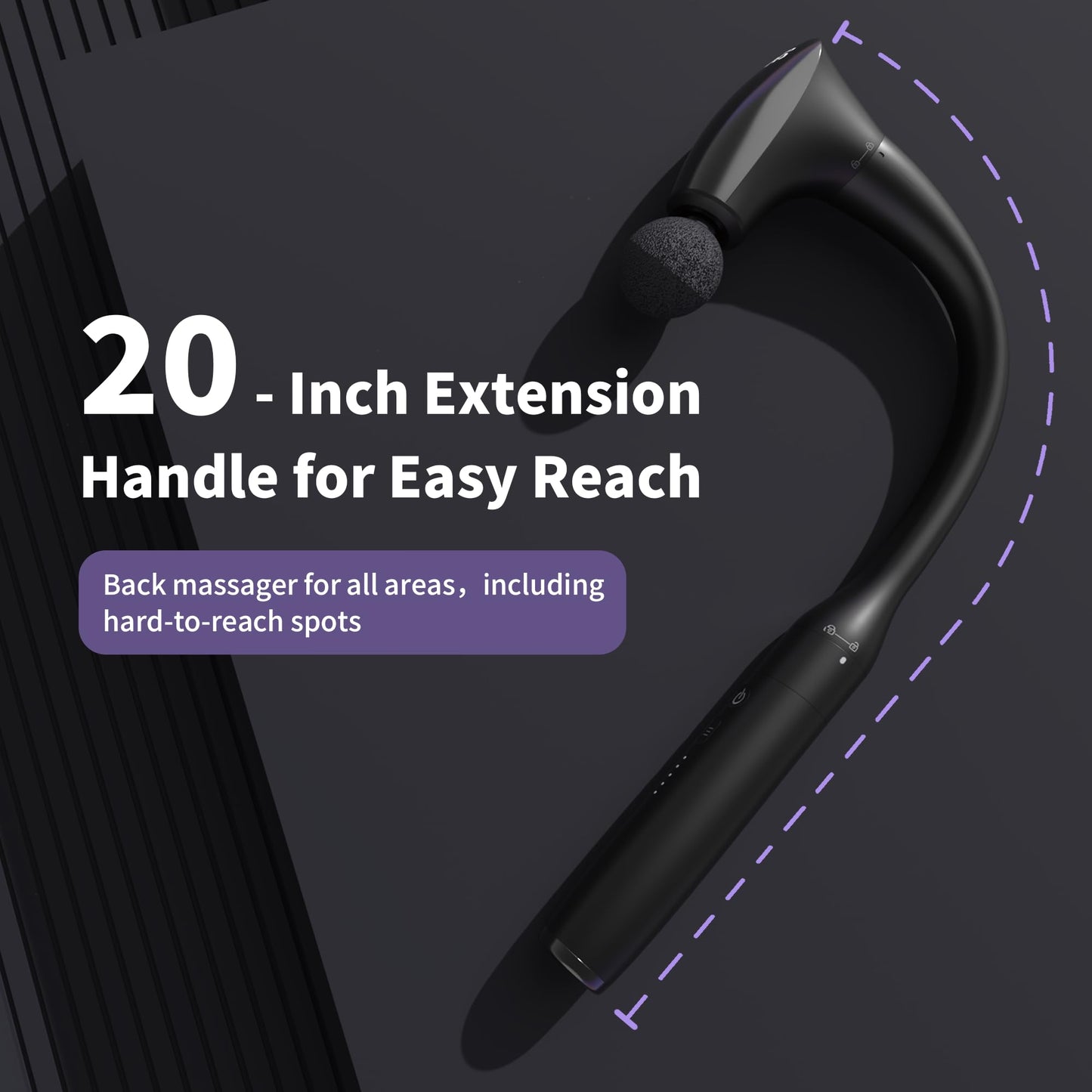 CAREKING 2-in-1 Detachable Muscle Massage Gun Deep Tissue with 20'' Extension Handle, Back and Neck Massager for Pain Relief, Handheld Massager for Shoulder Lower Back Leg Waist, FSA-HSA Eligible