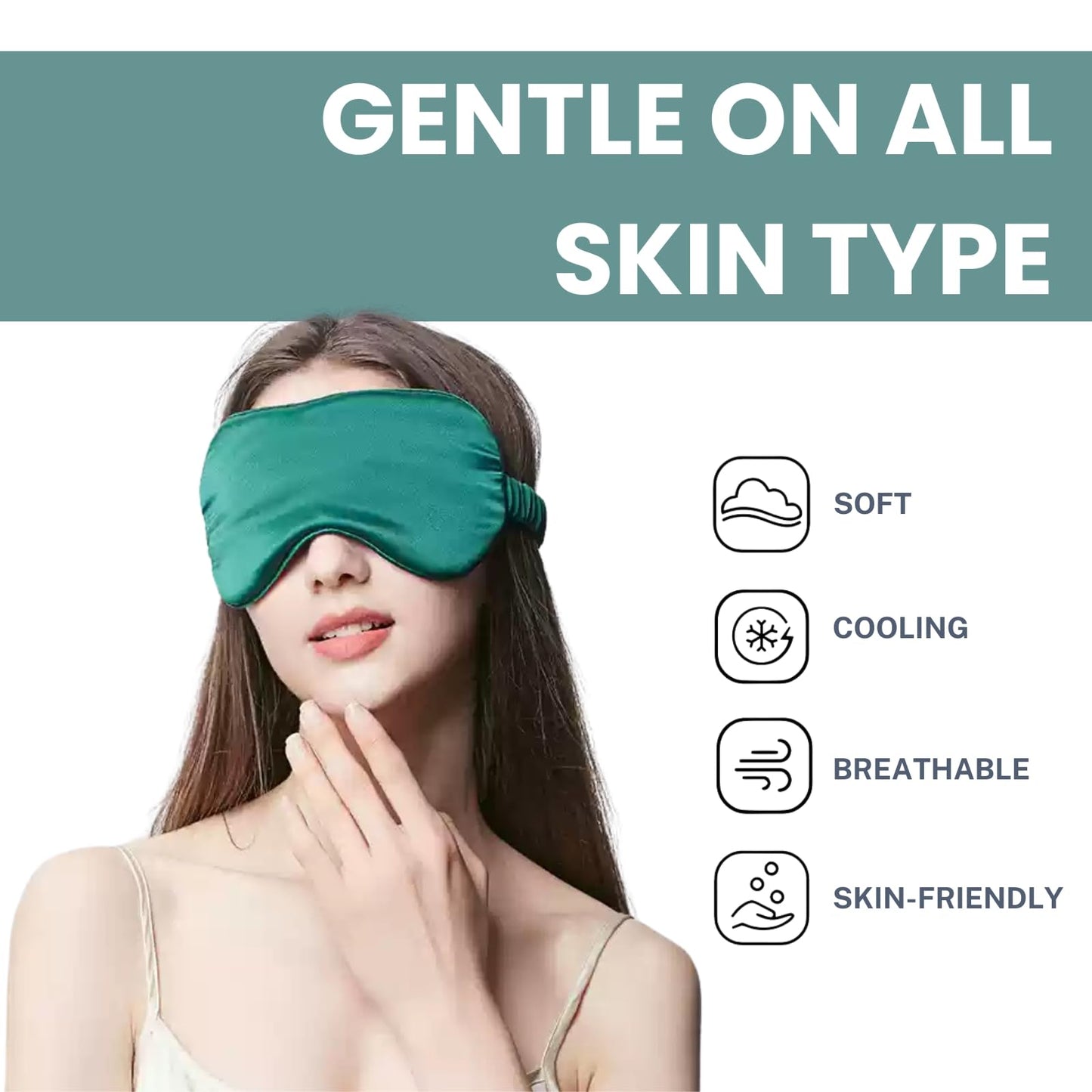 LCBD Silk Satin Sleeping Eye Mask, Dark Green Sleep Eye Mask Night Blindfold for Women and Men, Soft Breathable Blackout Eyeshade Eye Cover for Travel, Wedding Bridesmaid Gift