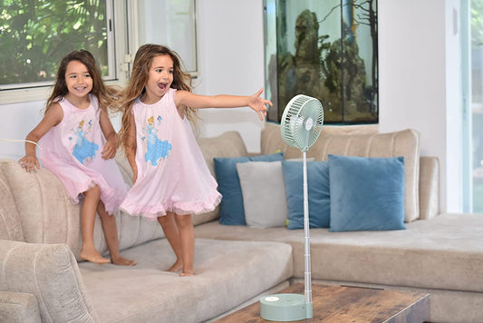 Portable Fan & Essential Oil Diffuser – Foldable Standing or Desk Fan with Night Light, Air Diffuser, Humidifier – 24 Hr. Run Time (Green)