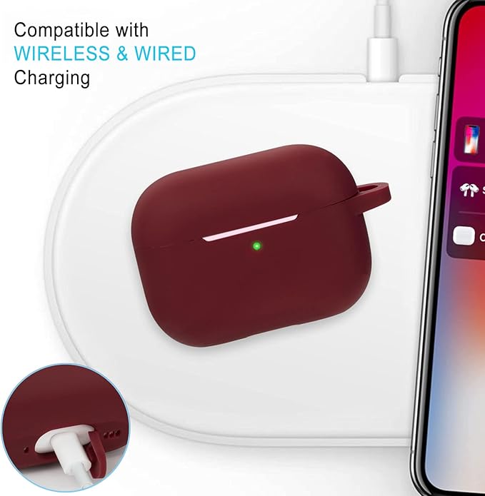 Case for Apple Airpods Pro 3 (2025) - VOTILE Airpods Pro 3 Cases Cover Women Silicone iPods Pro 3 Earbuds Wireless Accessorie Charging Cases Girl Keychain for Airpod iPods Pro 3 Generation - Burgundy
