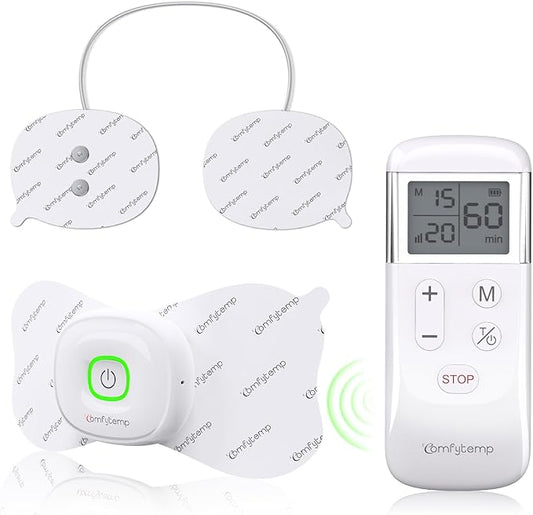 Comfytemp Wireless TENS Unit Muscle Stimulator, FSA HSA Eligible Rechargeable Tens Unit for Pain Relief with Remote Control, Portable Pulse Muscle Stimulator for Back Shoulder Sciatica, 15 Modes