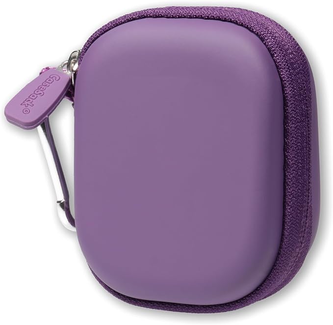 CaseSack Case for JLab Go Pop+,Go Air Pop, Air, Air Tones+/ Tones, JBuds Mini True Wireless Earbuds, Compact Organizer for The Charger case and Charger Cord (Purple)