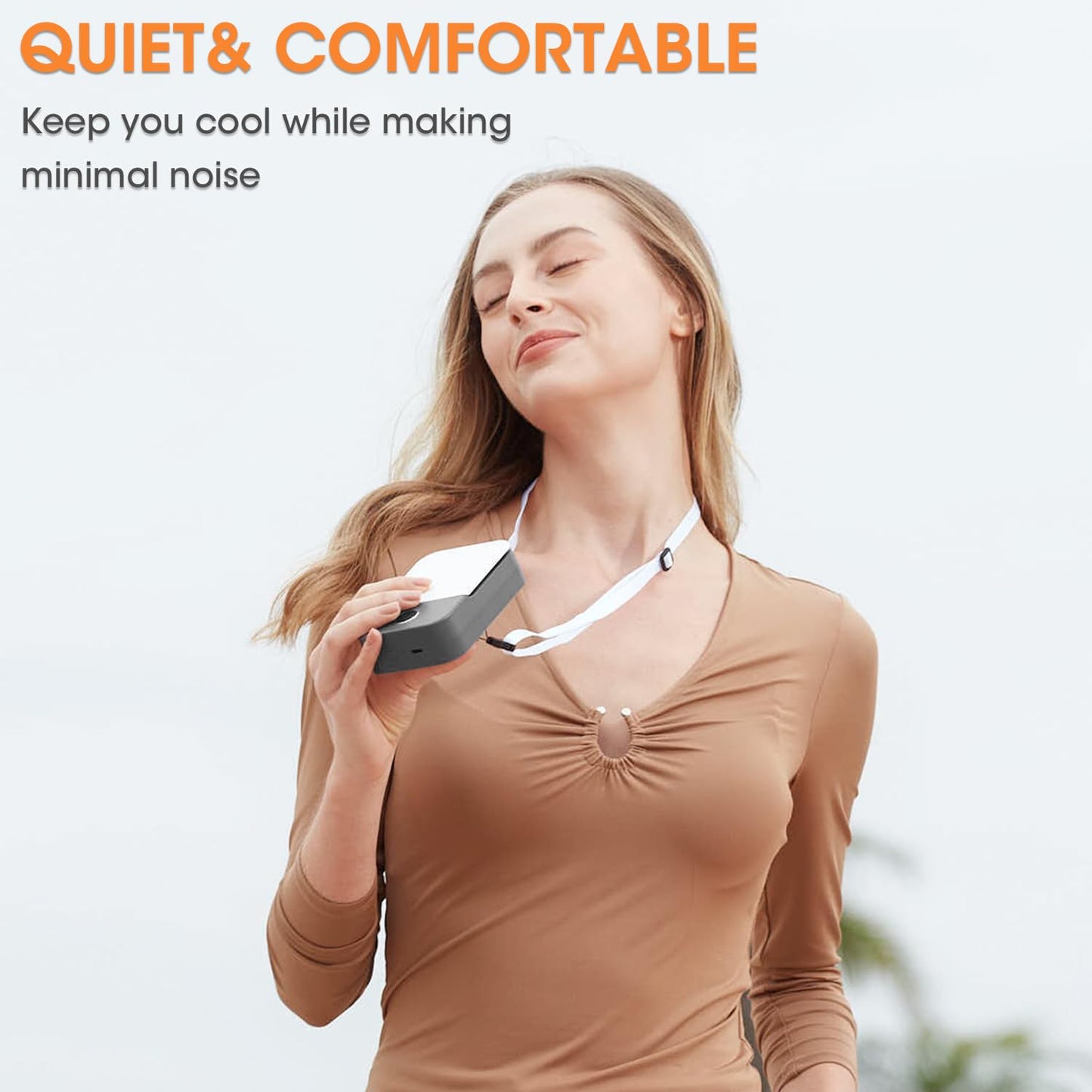 Andwing Portable Neck Fan Rechargeable, Mini Fan Handheld with Waist Clip 3 Speed Adjustable, Leafless Personal Fan for Home Office Outdoor Travel (Grey)