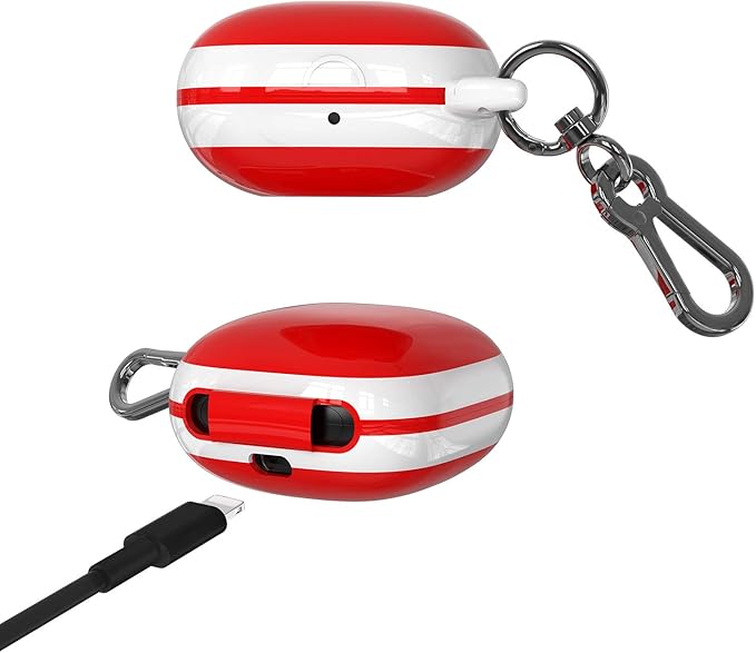 Compatible Powerbeats Pro Case Cover, Full Protective Shockproof Anti-Slip Silicone Case for Beats Powerbeats Pro (White Edge+Red)