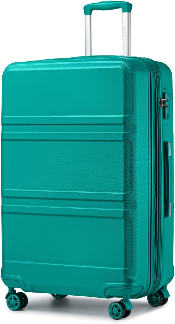 Kono 28 Inch Luggage Expandable Suitcase Lightweight with Spinner Wheels TSA Lock Hardside Large Checked Luggage Durable Rolling Suitcase Turquoise