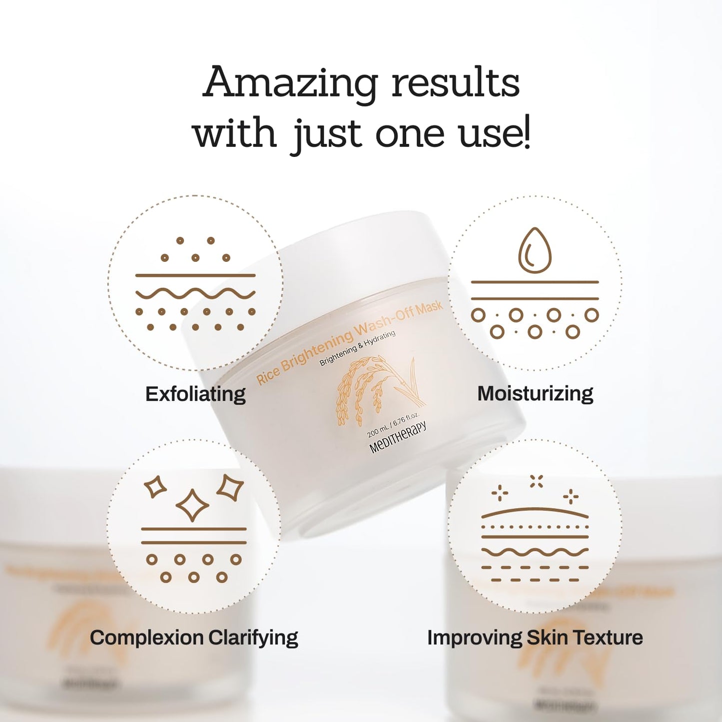 Rice Wash-Off Mask - Korean Glass Skin Face Mask Skincare - Hydrating Rice Clay Mask for Face - Natural Exfoliants Gently Improve Skin Texture, Even Skin Tone, and Restore Radiant Glow, 6.76 fl.oz