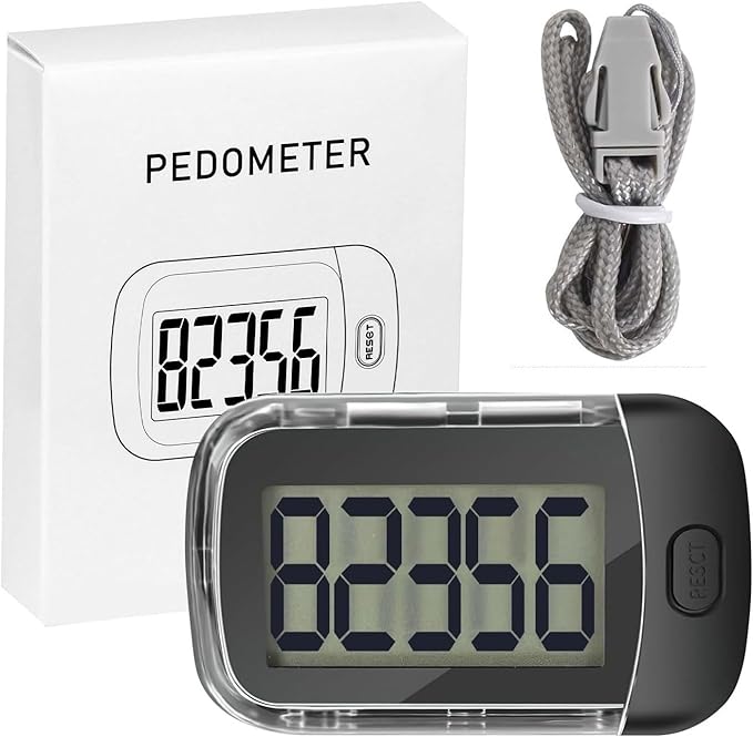 3D Pedometer for Walking, Simple Walking Step Counter with Removable Clip and Lanyard, Step Tracker with Large Digital Display, Accurately Track Steps for Women Men Seniors