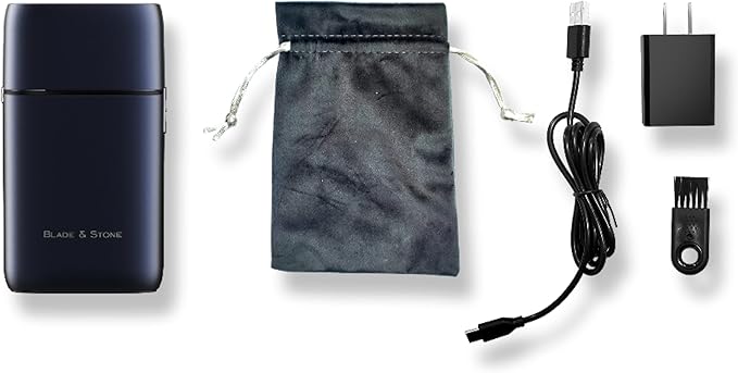 Blade & Stone PS501 Foil Shaver for Men – Dual Foil Cordless Shaver with Graphene-X Blades and 8000 RPM Digital Motor – All-Metal, Rechargeable Wet and Dry Razor – Dark Night