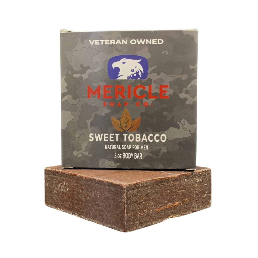 Mericle Soap Co. Sweet Tobacco Natural 5oz Body Bar | Veteran Owned | Traditional Cold Process Technology | Natural Ingredients | No Harsh Chemicals | Exfoliating | Made in the USA