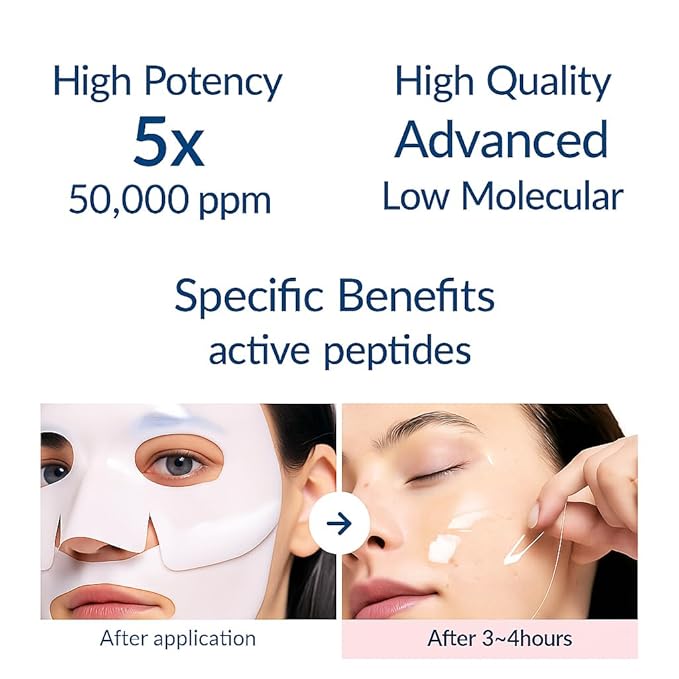 5-Pack Bio-Collagen Hydrogel Face Masks | Hydrating, Moisturizing & Skin-Firming Sheet Masks for Women | Nourishing, Brightening & Pore-Refining Skincare