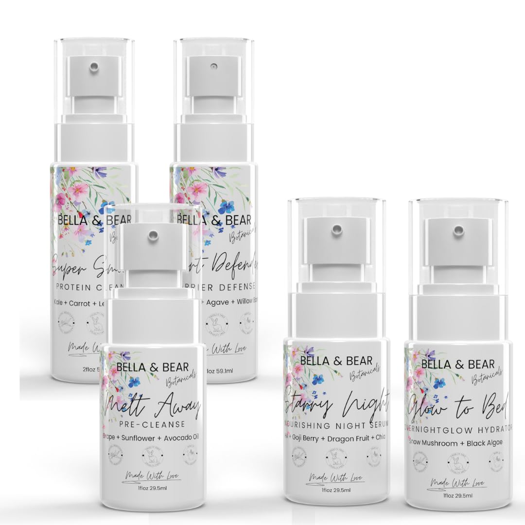 The Twilight Ritual Skincare Set - PM Routine for Repair, Hydration & Radiance - Melt Away Pre-Cleanse, Super Smoothie Cleanser, Desert Defender Toner, Starry Night Serum, Glow-To-Bed Hydrator