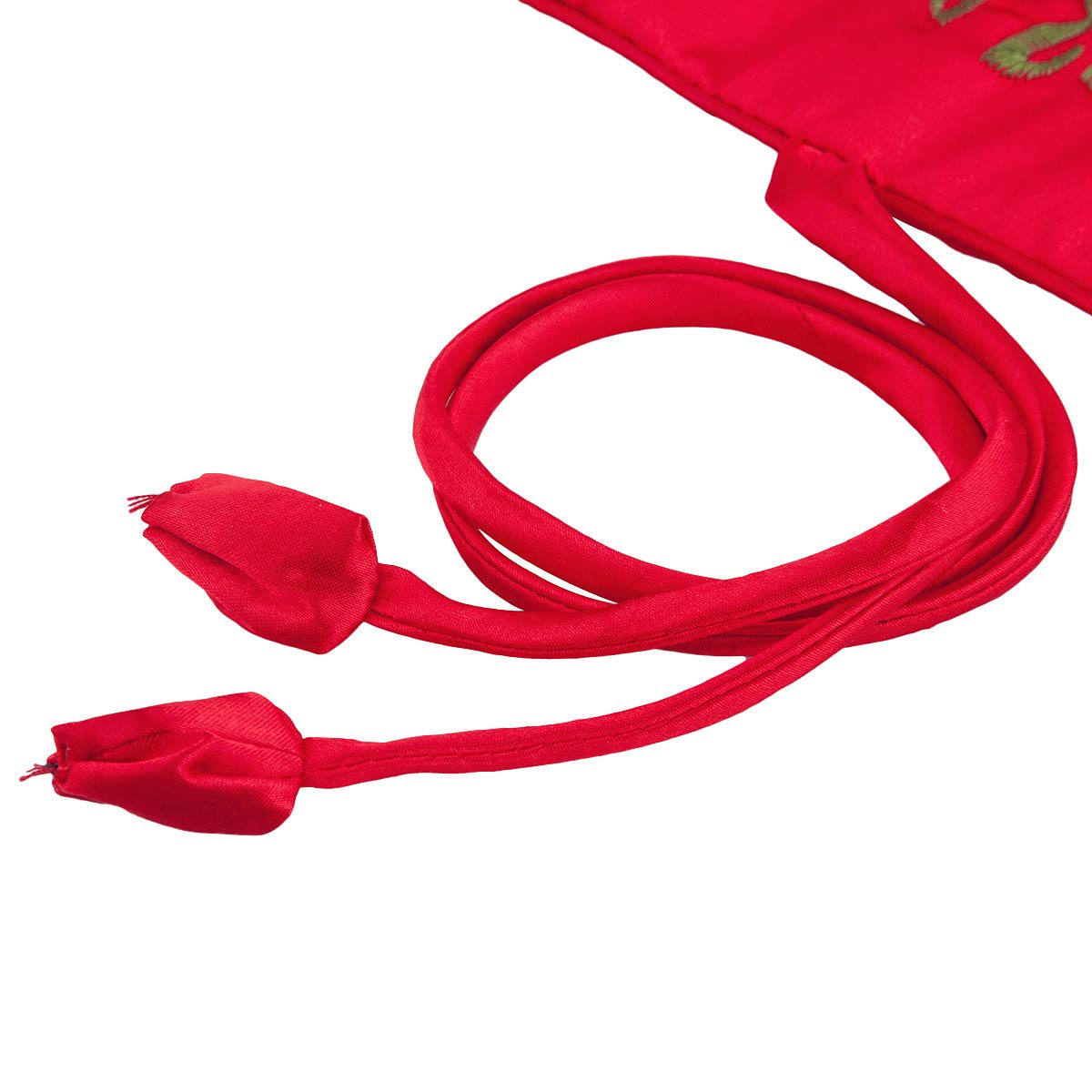 TUMBEELLUWA Embroidery Travel Jewelry Bag Roll Embroidered Flower and Bird Brocade Organizer with Tie Close, Red