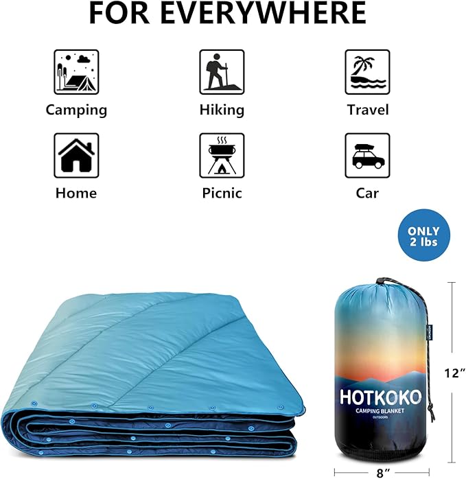 Camping Blanket,Lightweight Down Alternative Puffy Blanket Packable Outdoor Blanket for Camping,Traveling, Stadium, Hiking, Picnics