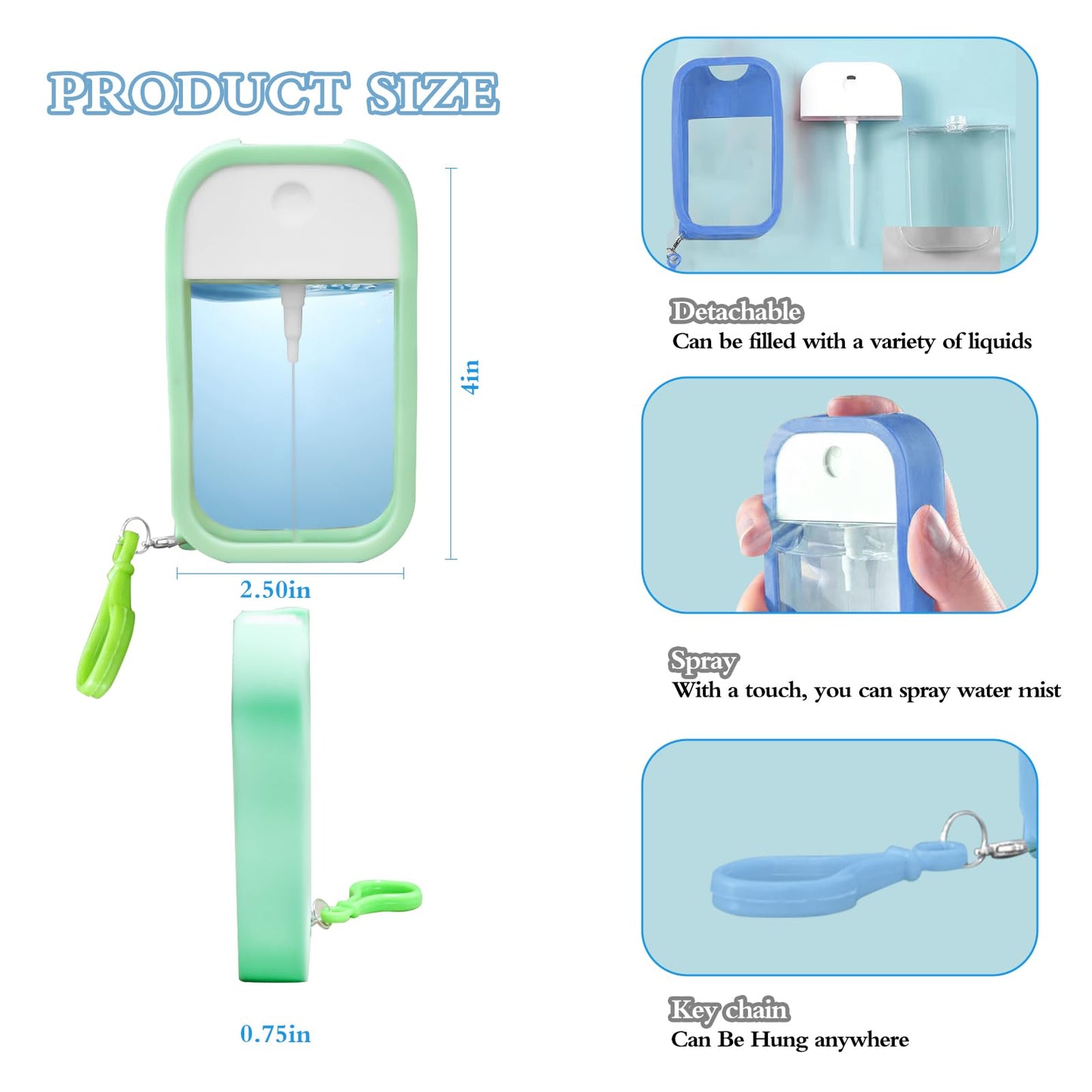 4 PCS Card Spray Bottle Perfume Atomizer (50 ml) | Portable Card Ultra-Thin Design Refillable Empty Bottles Apply to Travel | Can Fill Makeup Toner, Air Fresheners, Alcohol, Hand Sanitizer, etc