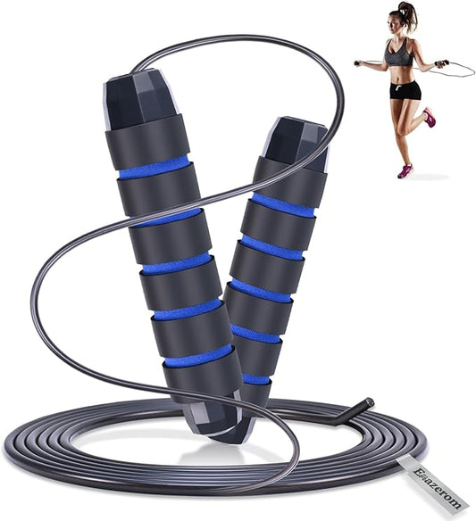 Jump Rope for Women Men Kids, Adjustable Skipping Rope with Ball Bearings, Professional Jumping Rope with Foam Handles, Tangle-Free Rapid Speed Jump Ropes for Fitness Workout Boxing Exercise