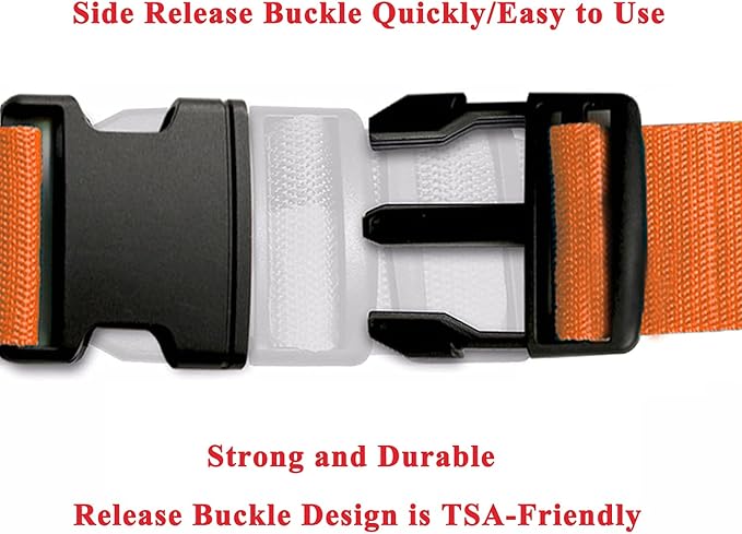 2 Pack Suitcase Belts, Adjustable Luggage Straps, Bright Colors Travel Packing Straps with Quick Release Buckle (Orange)