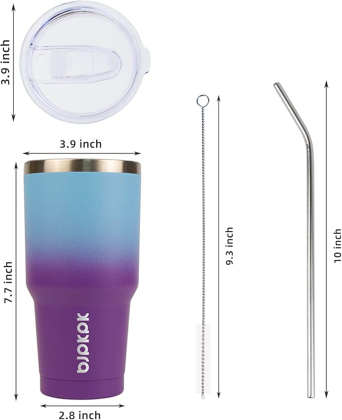 BJPKPK 30oz Color Block Tumbler With Lid And Straw,Stainless Steel Double Wall Vacuum Insulated Tumblers,Ocean Dream