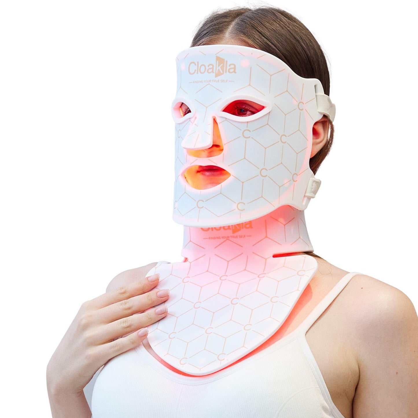 Cloakla K11 LED Red Light Therapy Face Mask & Neck | 7-Color Light Modes + Near-Infrared | 5 Timers & 3-Speed Settings| Portable Foldable Design for Home & Travel Skincare