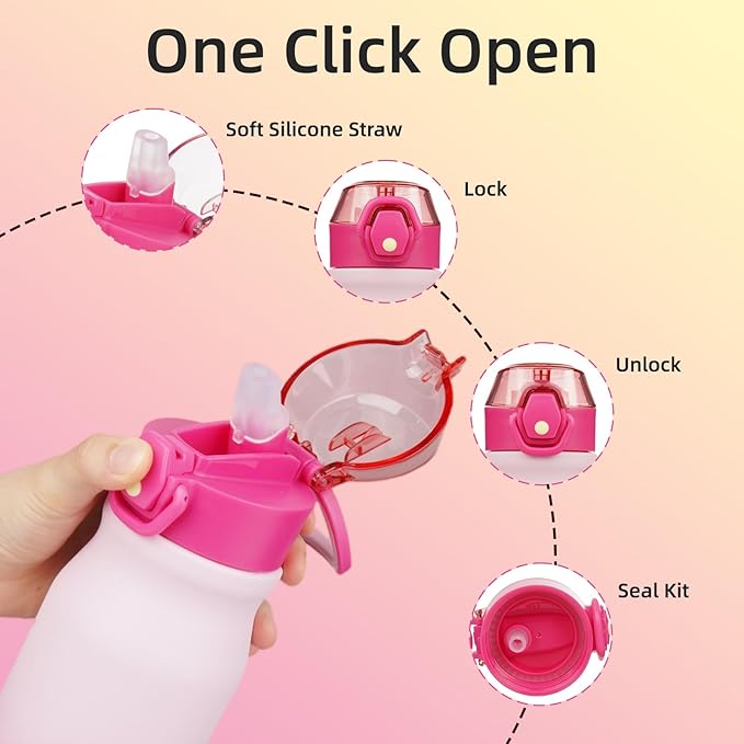 BJPKPK Insulated Water Bottle 25oz Stainless Steel Water Bottles With Straw And Carry Handle Double Wall Metal Thermo