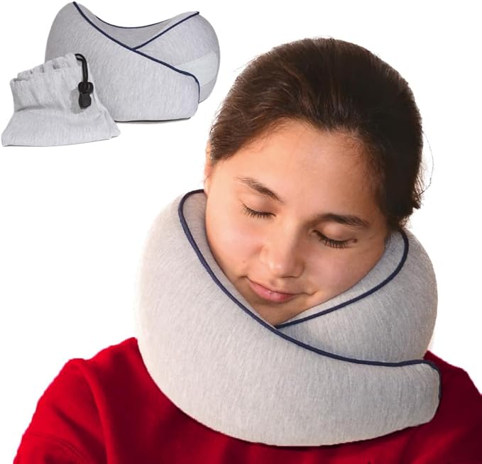 Memory Foam Travel Pillow | Provides Real Support for Head, Neck and Chin | Best Firm Airplane Pillow for Long Flights