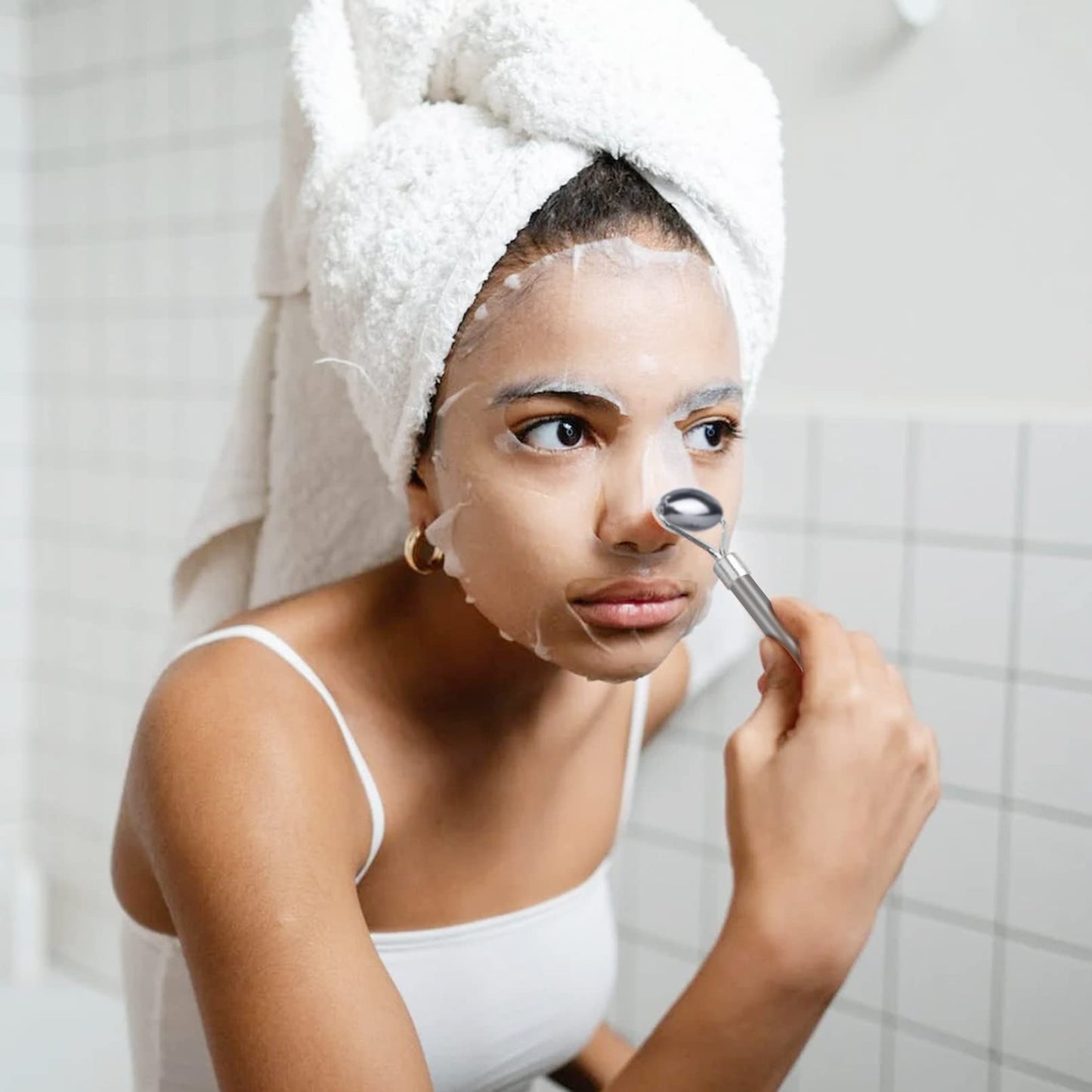 CUTELIILI Stainless Steel Facial Roller & Gua Sha - Metallic Gua Sha, Gua Sha Facial Tools 304 Stainless Steel, Face Body Treatment, Reduce Puffiness, Lymphatic Drainage, Facial Tension