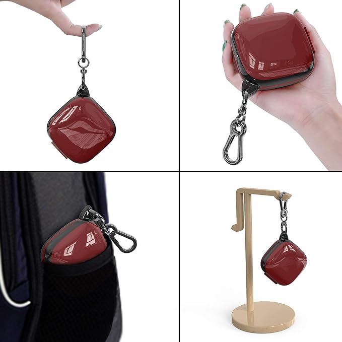 Compatible Powerbeats Pro Case Cover, Full Protective Shockproof Anti-Slip Silicone Case for Beats Powerbeats Pro 2019 (Black Edge+Burgundy)