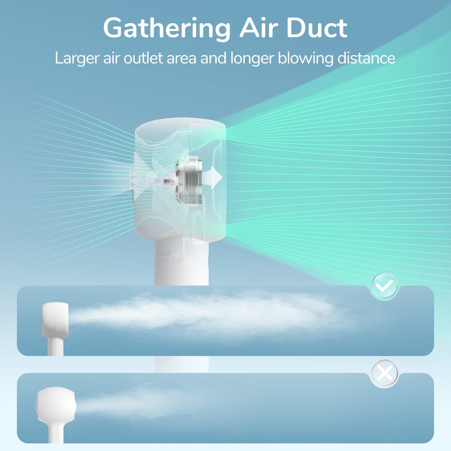 JISULIFE Mini Portable Fan-Bladeless Safe Design, Powerful Turbo Handheld Fan with 5 Speeds, 16Hrs Max Cooling Time，USB Rechargeable, Small Pocket for Travel/Lash, Gifts For Girls/Women