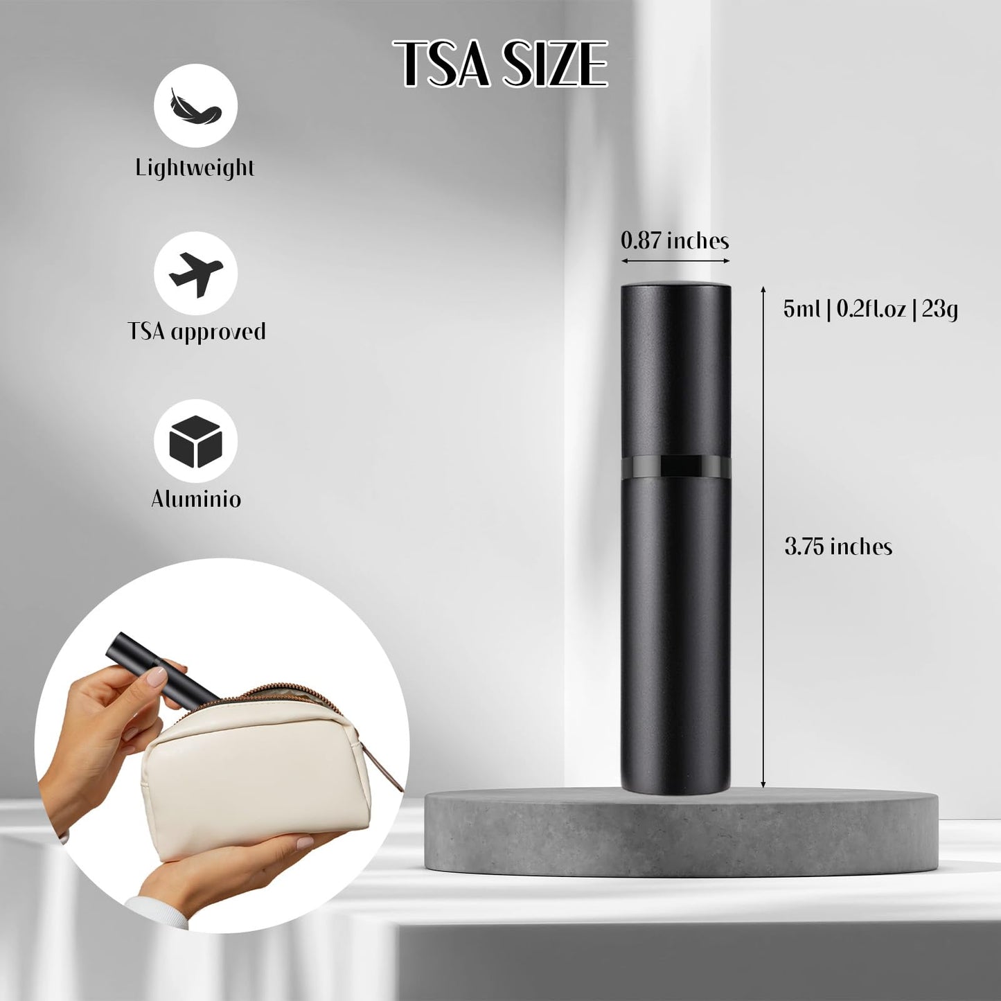 SixTmoon Travel Perfume Atomizer Refillable,Empty Portable Cologne Dispenser,Mini Aftershave Sprayer for Men and Women (Black & Champine Gold)