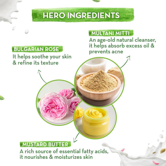 MAMAEARTH Multani Mitti & Rose Moisturizing Lotion Soap Bar | Controls Oil & Body Acne | Bentonite Clay Bar for Oil & Acne Free Skin | for Face & Body | 4 Bars (4.41 Oz/125g Each)