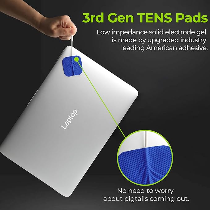 AUVON TENS Unit Replacement Pads Combination Set, 20 Packs Multiple Sizes Electrodes for TENS Unit, Reusable and Latex Free Pigtail TENS Pads for Multiple Pain Relief (2mm Connector) (Blue)