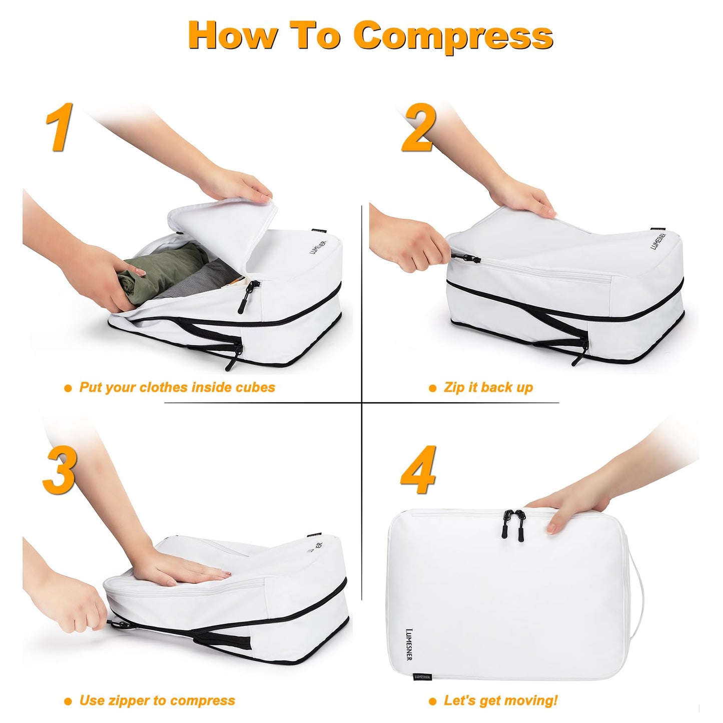 Velaybor 8 Set Compression Packing Cubes for Travel, Waterproof Luggage Organizers, Suitcase Organizer Set for Carry-On & Checked Baggage, Travel Accessories for Men & Women