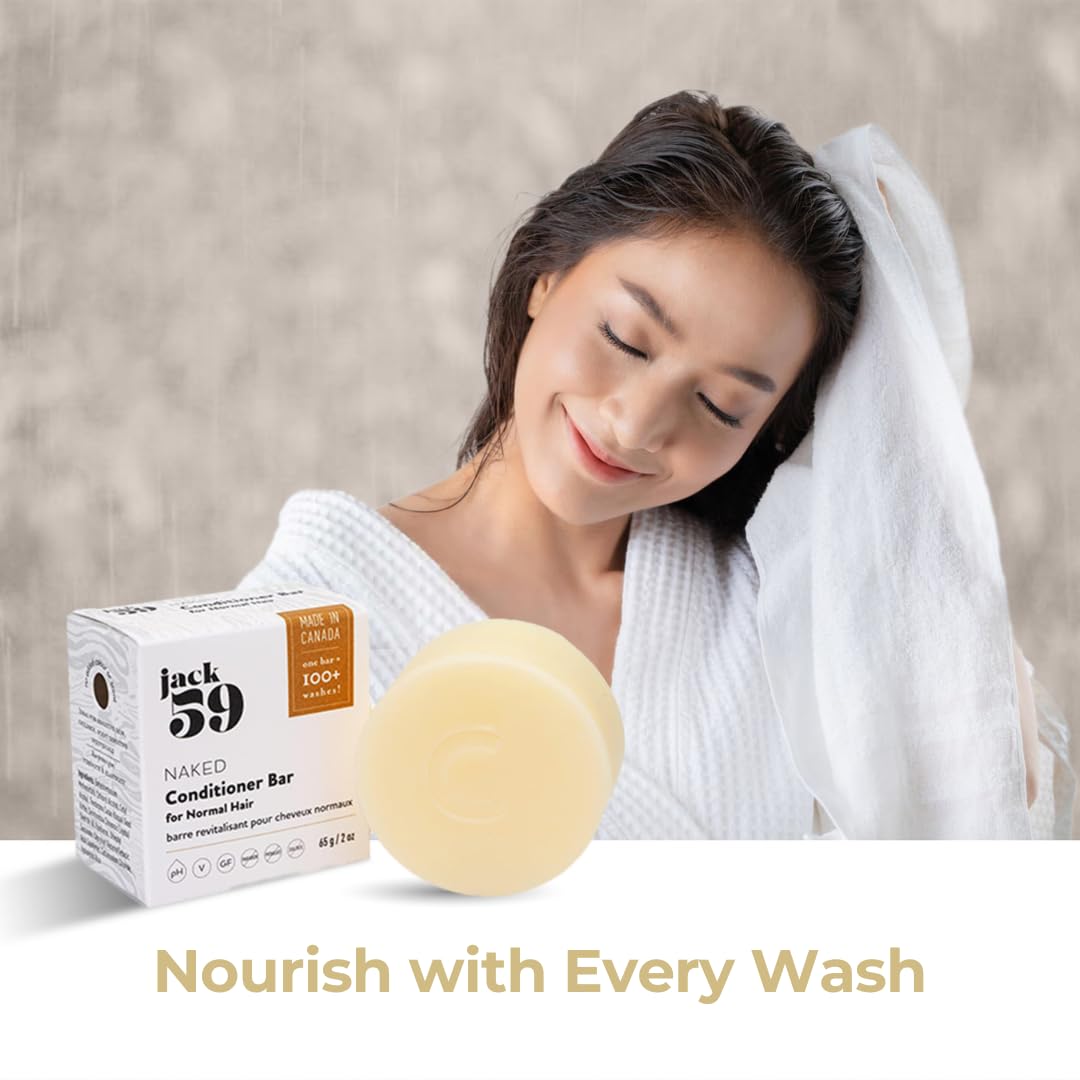 Natural Conditioner Bar for Sensitive Skin & Normal Hair, Unscented Conditioner Bar for Women and Men to Increase Flexibility & Strength, Fragrance Free, Acondicionador en Barra, Naked, 2oz