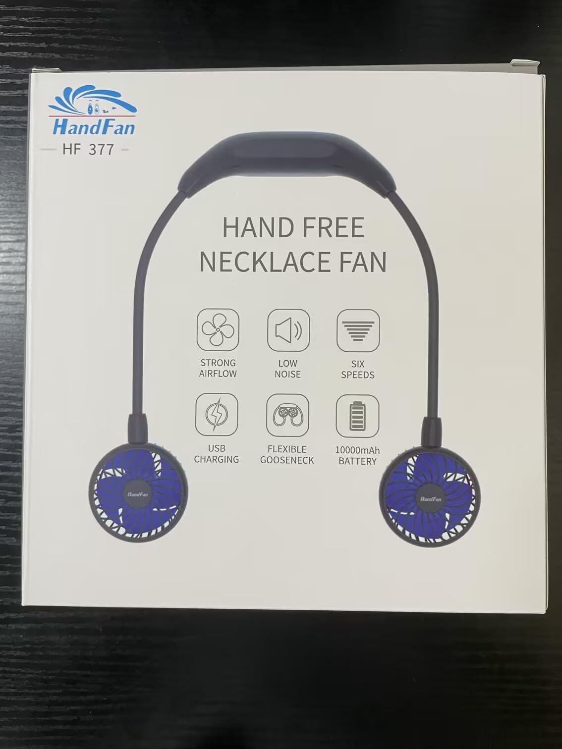 HandFan 10000mAh Portable Neck Fan Rechargeable, 48Hrs Long-Lasted Wearable Personal Fans, Hands Free Necklace Fans, Hanging Cooling Fan for Travel, Hiking, Fishing, Gifts for Women Men