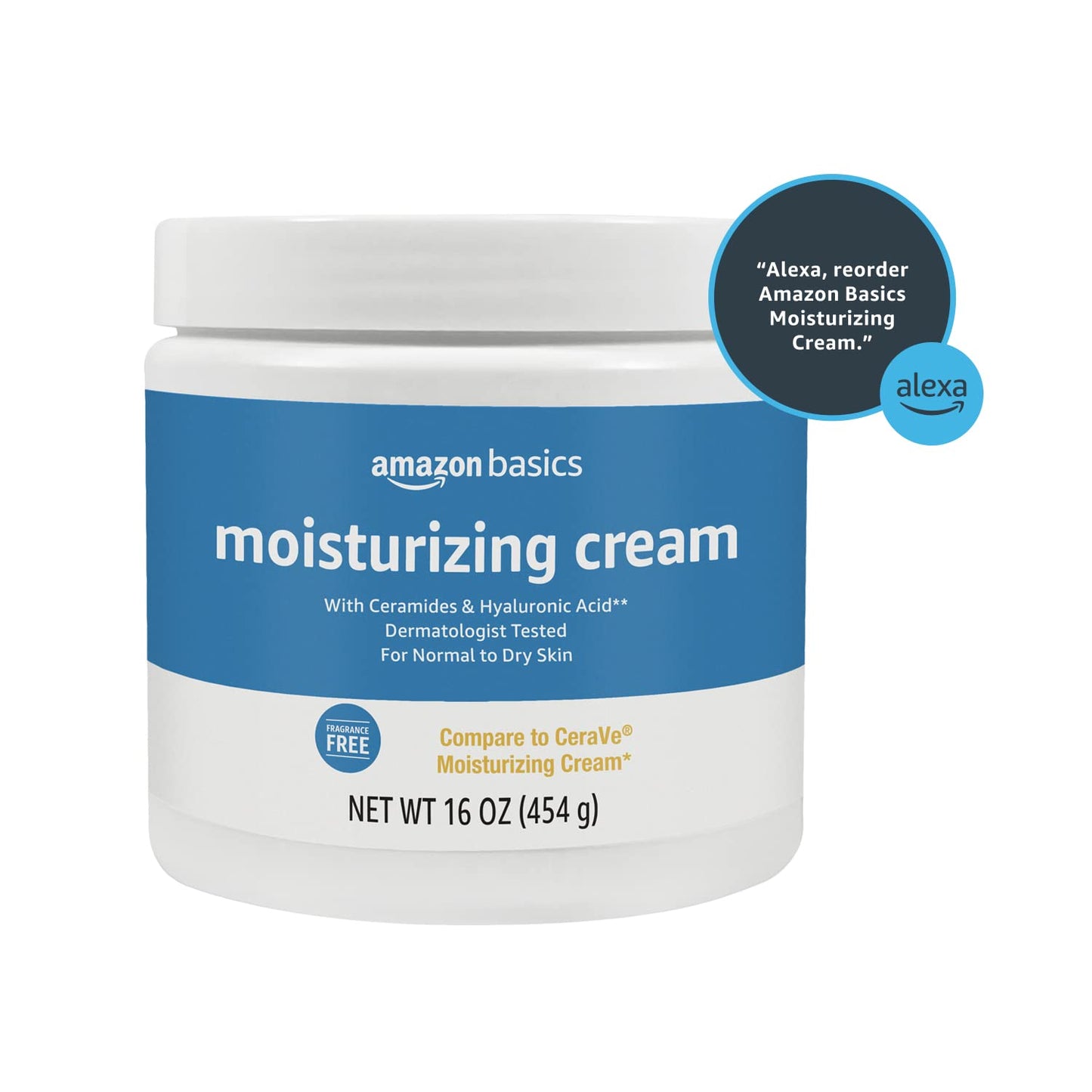 Amazon Basics Moisturizer Cream for Face, Dry Skin, Hydrating , 16 Ounces, 2-Pack