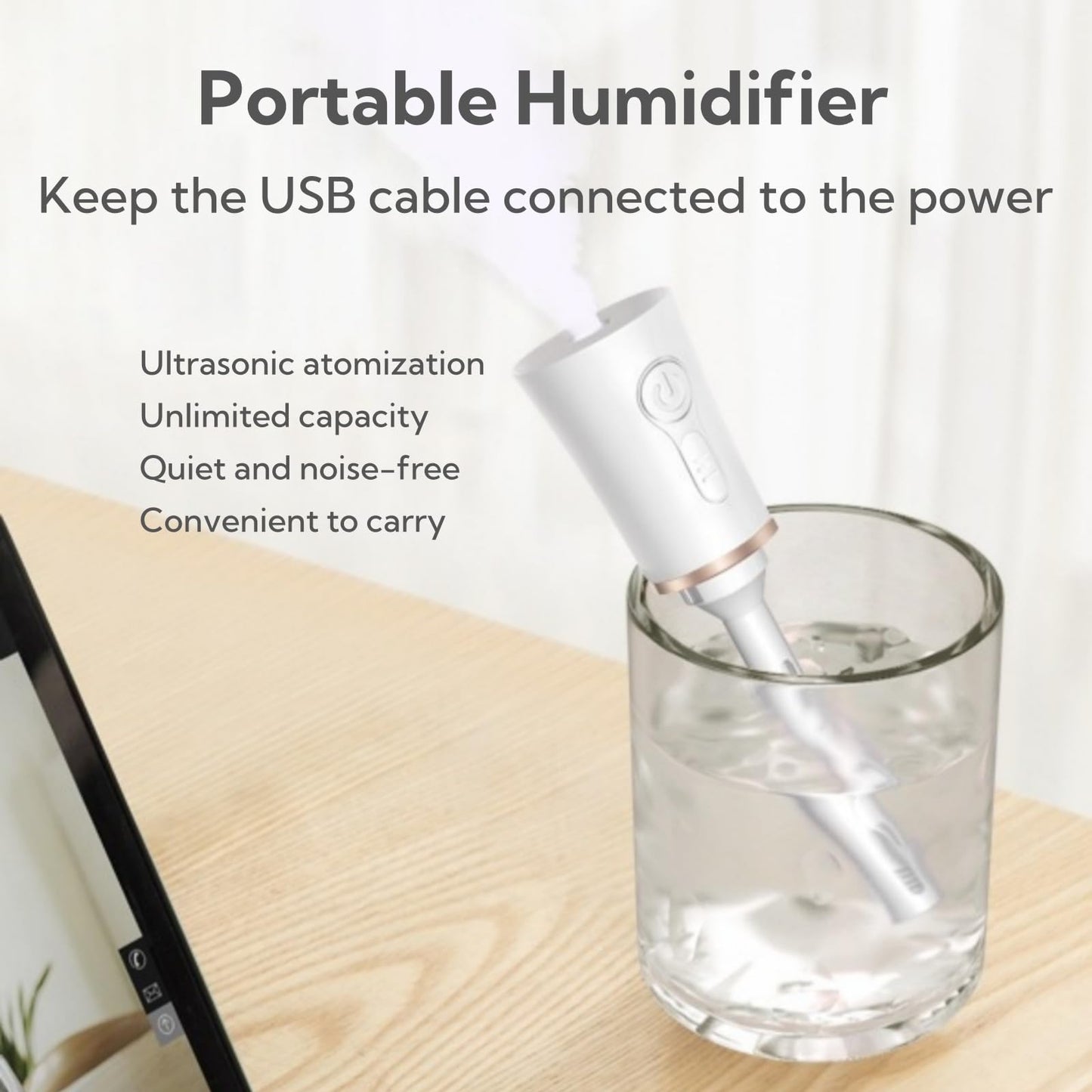 Portable Handheld Humidifier, Nano Spray Face Steamer, USB Rechargeable, Visual Water Tank, Mist Hydrating Humidication for Eyelash Extensions, Skin Care, Daily Makeup Facial Mister