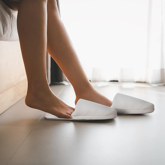 3-Pair Luxury Spa Slippers - Cotton Memory Foam Non-slip Closed Toe Washable Slippers for Hotel,Guest,Travel,Bride,Women and Men