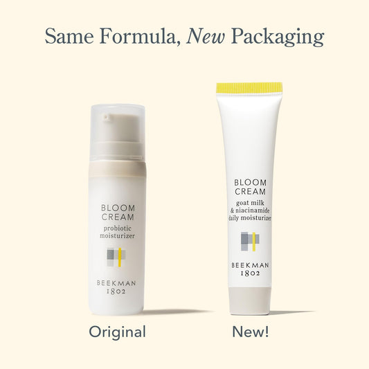 Beekman 1802 Bloom Cream Goat Milk Face Moisturizer, 15mL - Lightweight, Gentle, Deeply Hydrating & Nourishes Skin Barrier - All Skin Types - Cruelty Free - Packaging May Vary