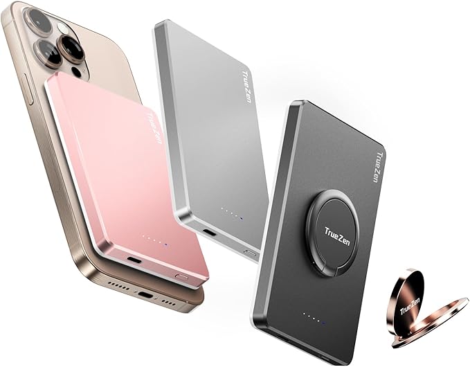 Portable Charger,For Magsafe Pink Portable Charger 5000mAh Magnetic Power Bank Wireless Battery Pack with USB-C Cable for Iphone12-16,Samsung,Google,Travel Accessories,Birthday Gifts for Women Mom