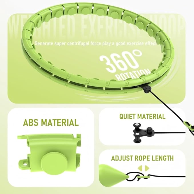 JKSHMYT Infinity Weighted Hula Exercise Hoop, for Adults Women Weight Loss Plus Size, 26/30 Detachable Links