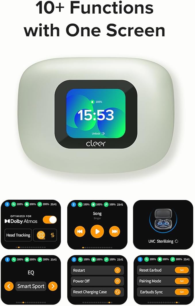 Cleer ARC 3 Open Ear Headphones - Dolby Audio, Snapdragon Sound True Wireless Earbuds, 50Hr Battery, Bluetooth 5.4, IPX 7, Multi-Point, Smart Controls, Wireless Charging Smart Case, Comfort Fit, Green